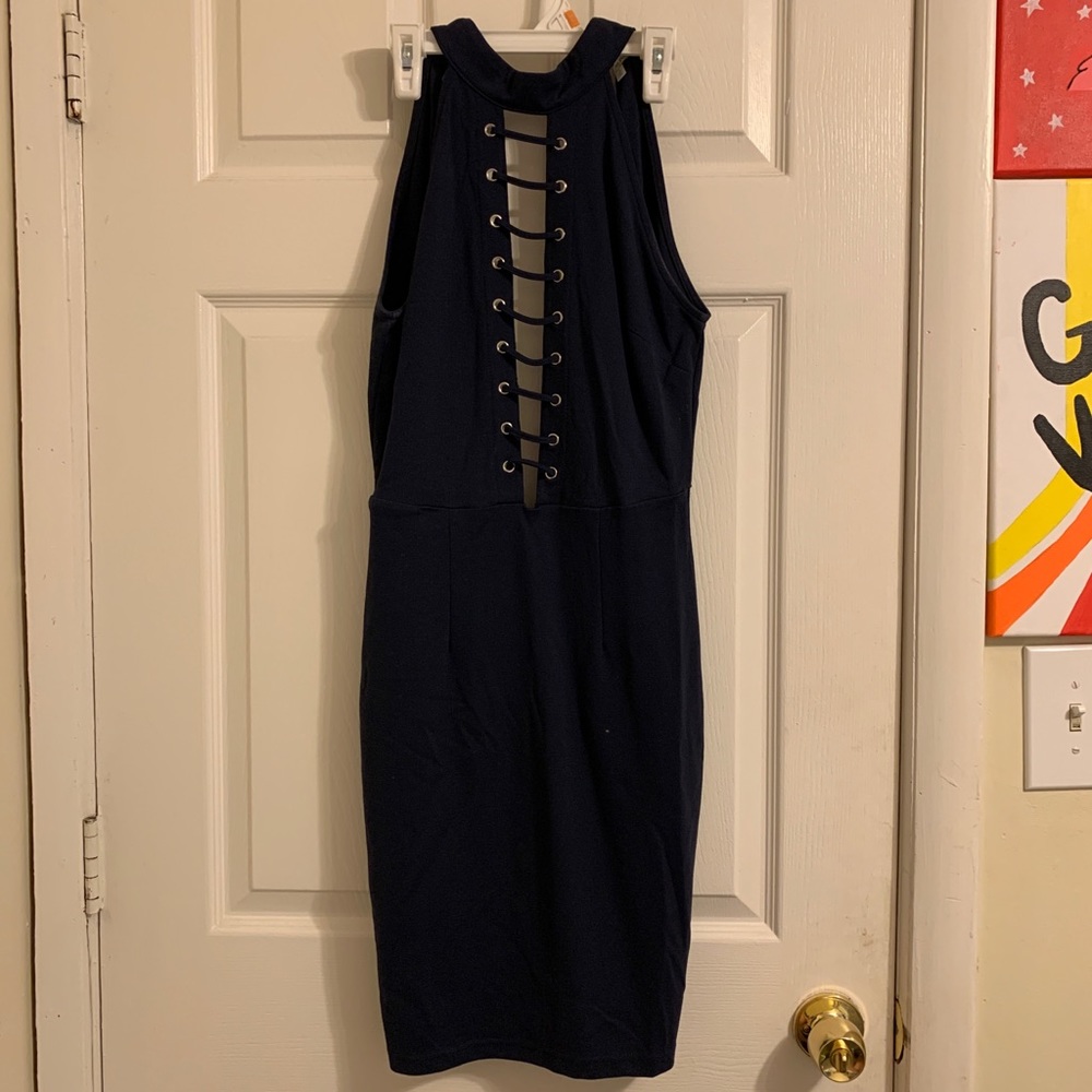 navy blue bodycon dress